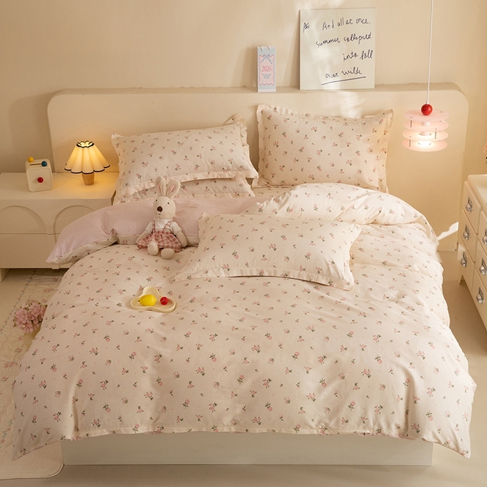 八十八家纺 2025新款全棉12868床笠款四件套 语末花开