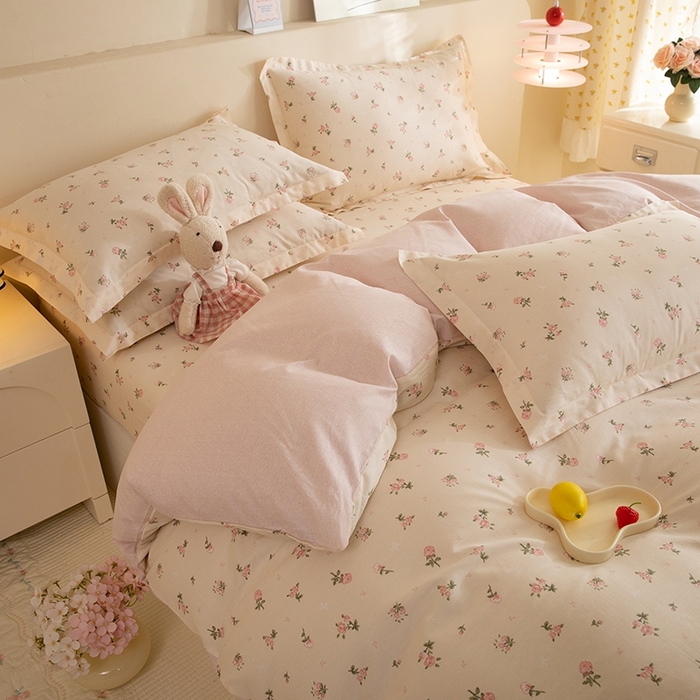 91家纺网 家纺一手货源 找家纺 八十八家纺 2025新款全棉12868床笠款四件套 语末花开