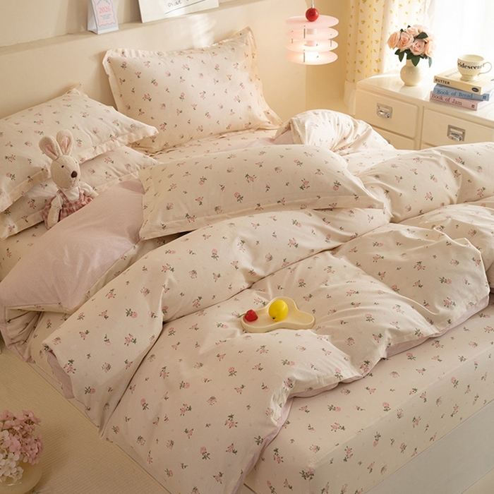 91家纺网 家纺一手货源 找家纺 八十八家纺 2025新款全棉12868床笠款四件套 语末花开