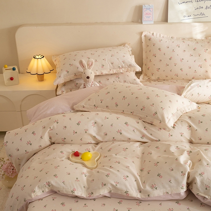 91家纺网 家纺一手货源 找家纺 八十八家纺 2025新款全棉12868床笠款四件套 语末花开