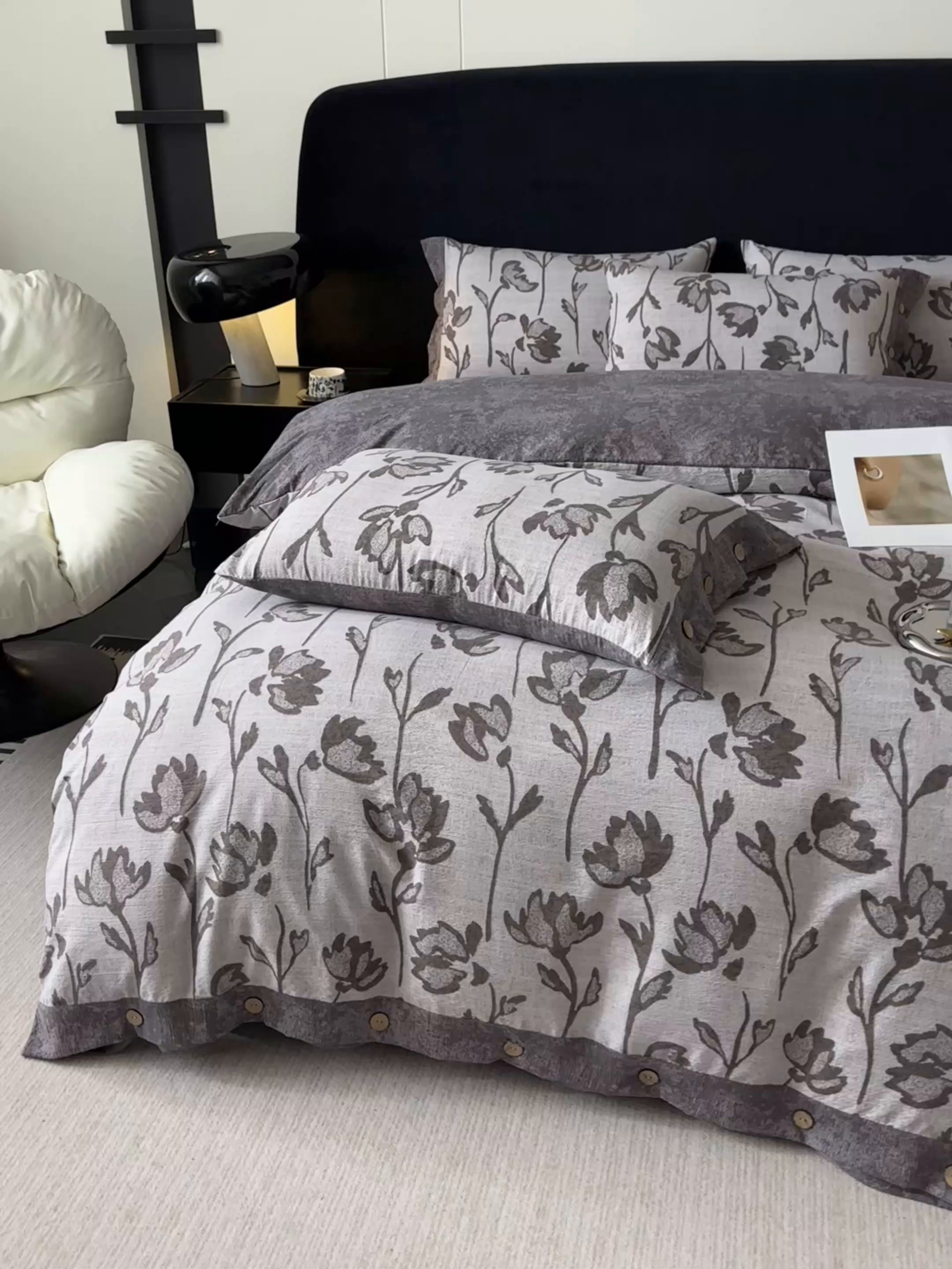 91家纺网 家纺一手货源 找家纺 （总）爱彼家纺 2026新款四季款纽扣款轻奢原麻四件套-套件系列一