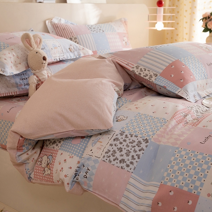 91家纺网 家纺一手货源 找家纺 八十八家纺 2025新款全棉12868床单款四件套 花点小兔