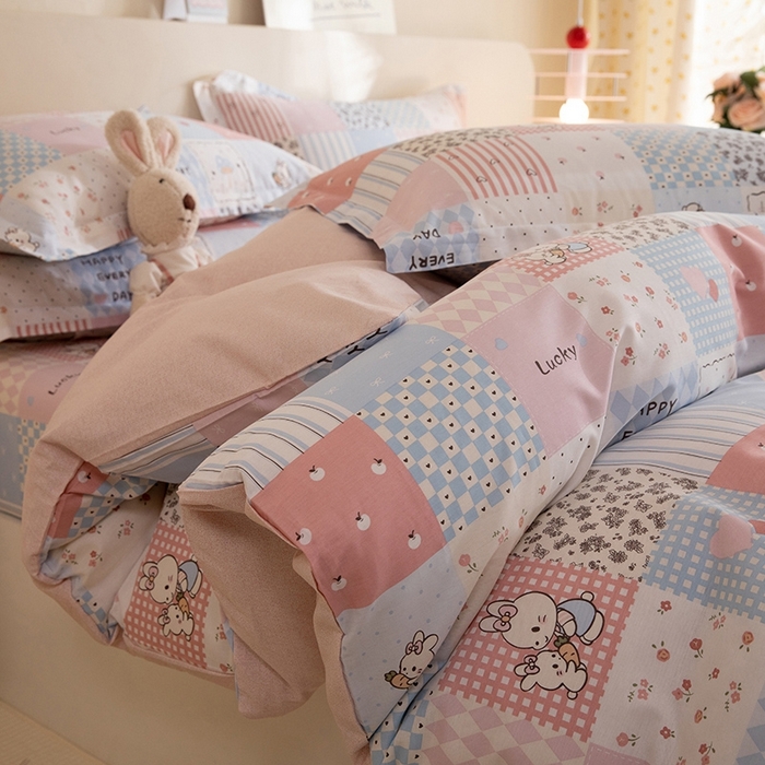 91家纺网 家纺一手货源 找家纺 八十八家纺 2025新款全棉12868床单款四件套 花点小兔