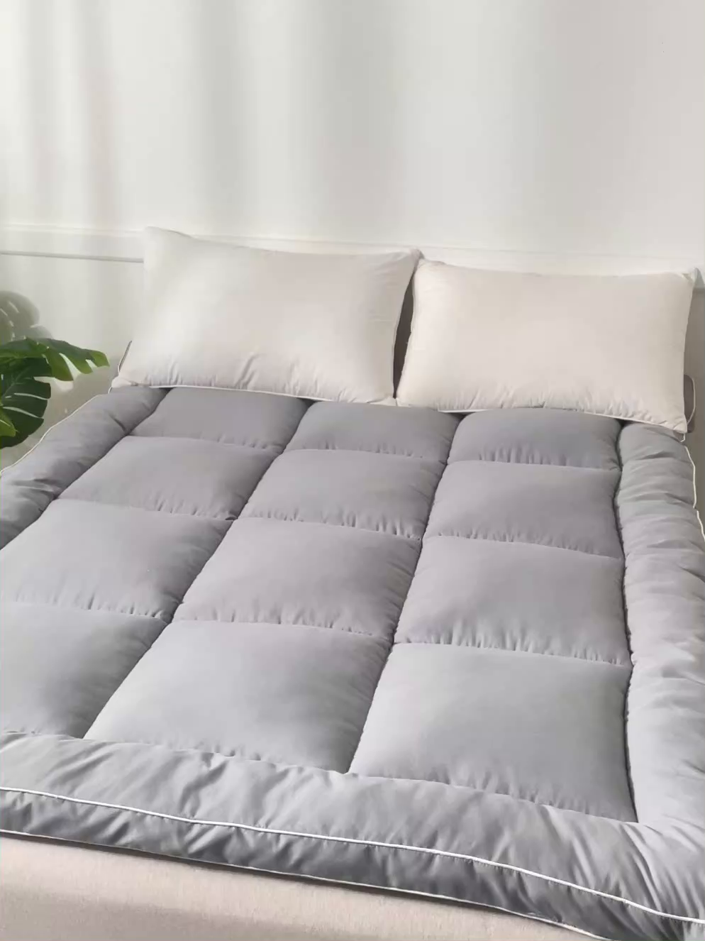 91家纺网 家纺一手货源 找家纺 宇淳国际 2026新款纯色厚床褥子 灰色