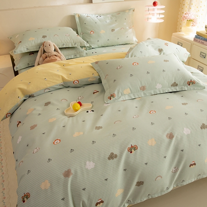 91家纺网 家纺一手货源 找家纺 八十八家纺 2025新款全棉12868床单款四件套 萌宠乐园