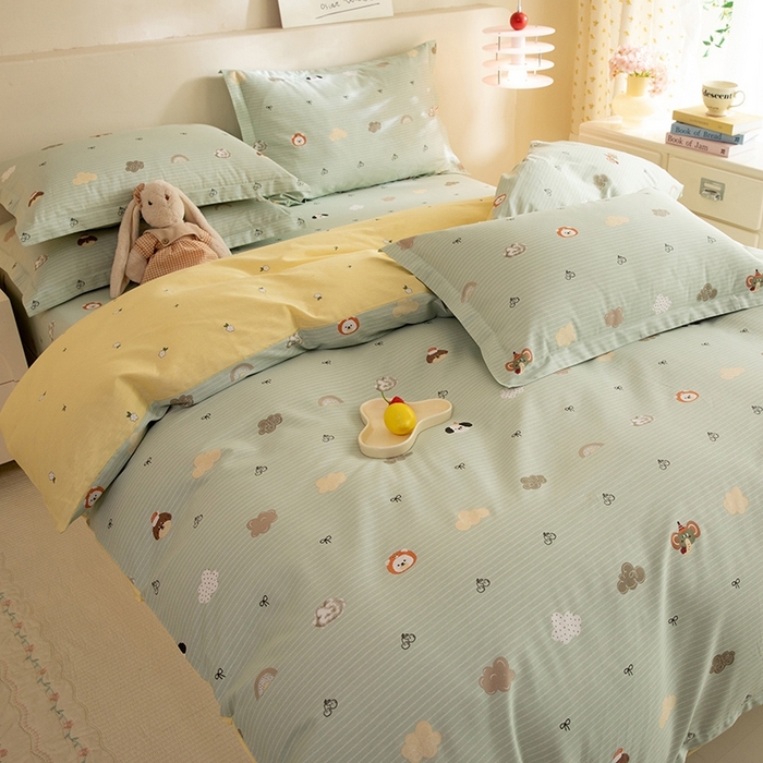 91家纺网 家纺一手货源 找家纺 八十八家纺 2025新款全棉12868床单款四件套 萌宠乐园