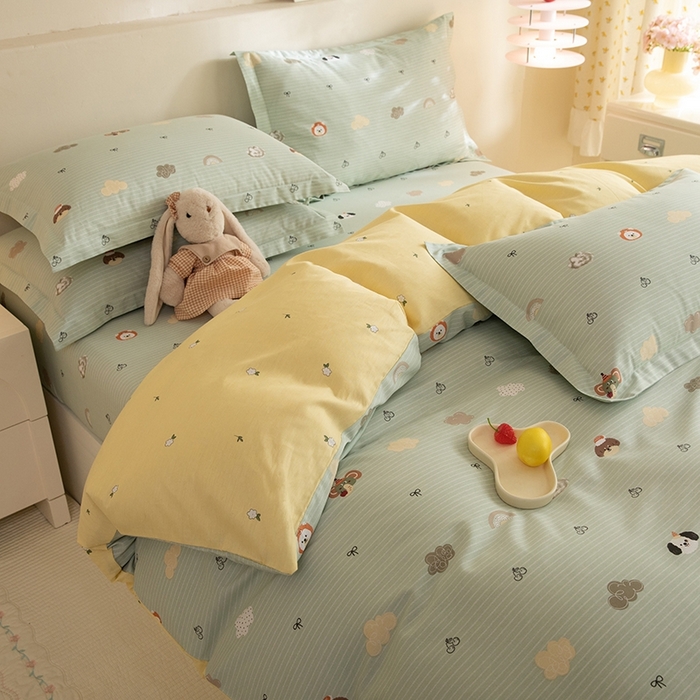 91家纺网 家纺一手货源 找家纺 八十八家纺 2025新款全棉12868床单款四件套 萌宠乐园