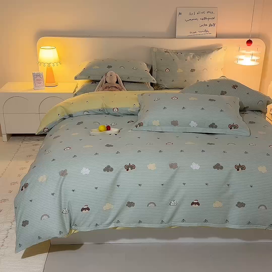 91家纺网 家纺一手货源 找家纺 八十八家纺 2025新款全棉12868床单款四件套 萌宠乐园