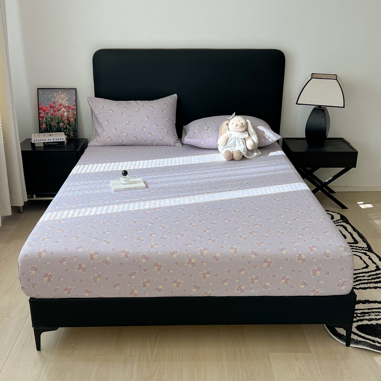 91家纺网 家纺一手货源 找家纺 （总）韩巢家纺 2026新款三层纱单床笠热销款防滑床笠单件