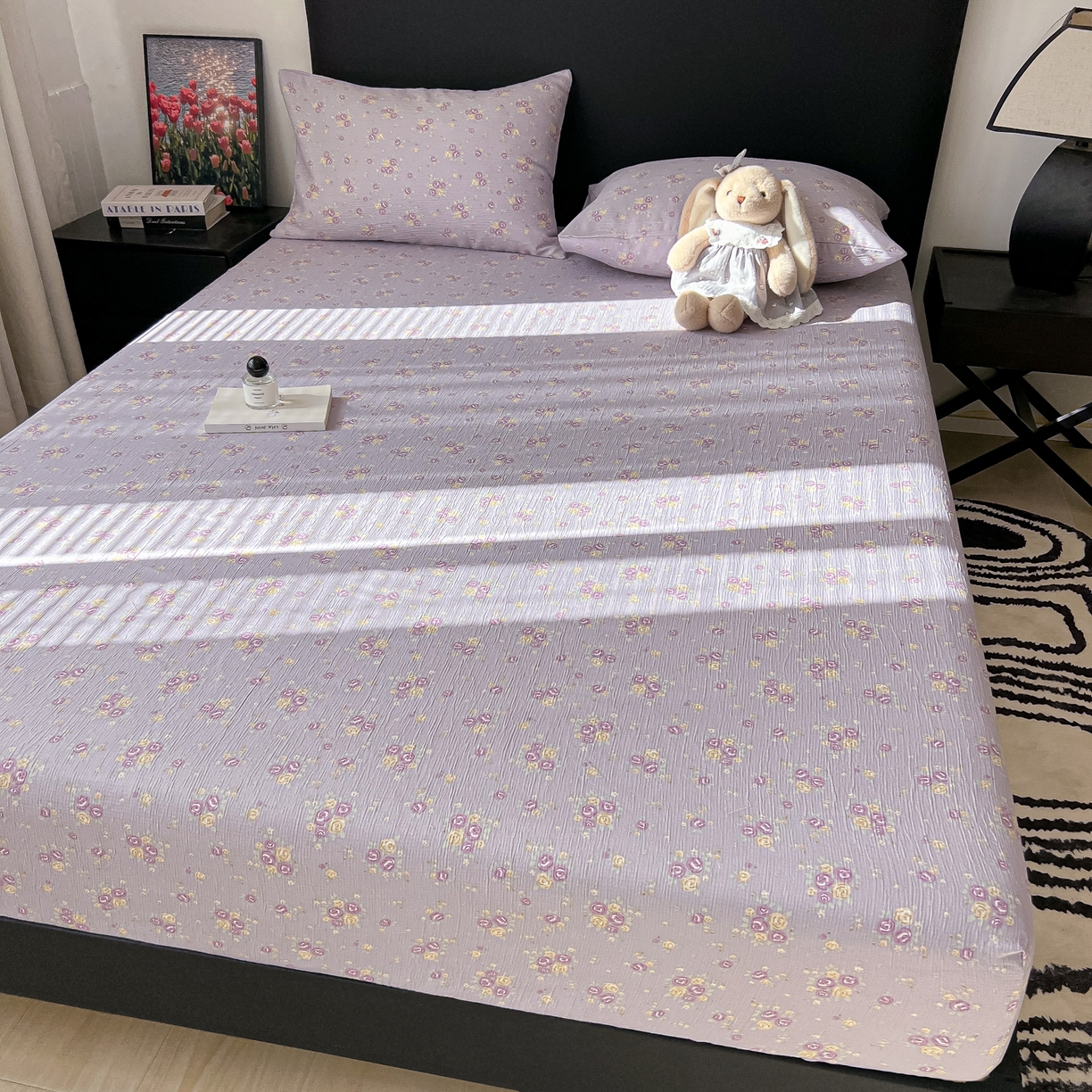 91家纺网 家纺一手货源 找家纺 （总）韩巢家纺 2026新款三层纱单床笠热销款防滑床笠单件