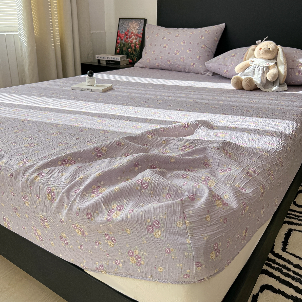 91家纺网 家纺一手货源 找家纺 （总）韩巢家纺 2026新款三层纱单床笠热销款防滑床笠单件