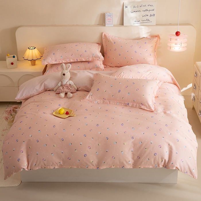 八十八家纺 2025新款全棉12868床单款四件套 奶油草莓