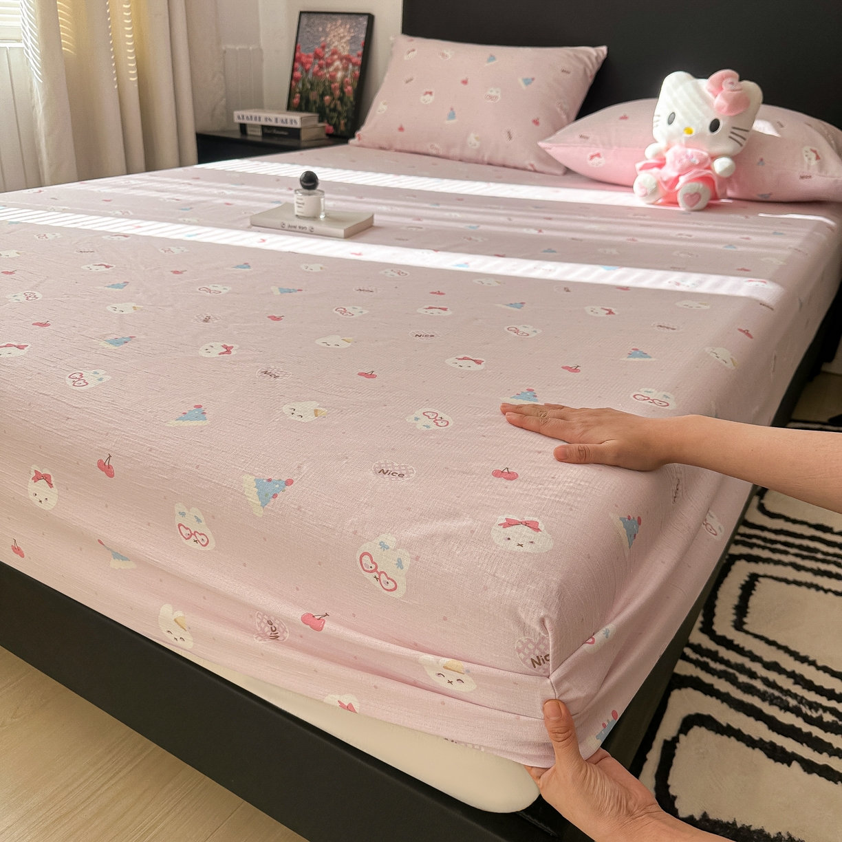 91家纺网 家纺一手货源 找家纺 （总）韩巢家纺 2026新款三层纱单床笠热销款防滑床笠单件