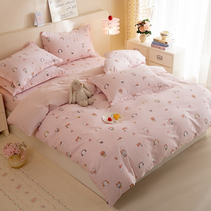 91家纺网 家纺一手货源 找家纺 八十八家纺 2025新款全棉12868床单款四件套 趣猫