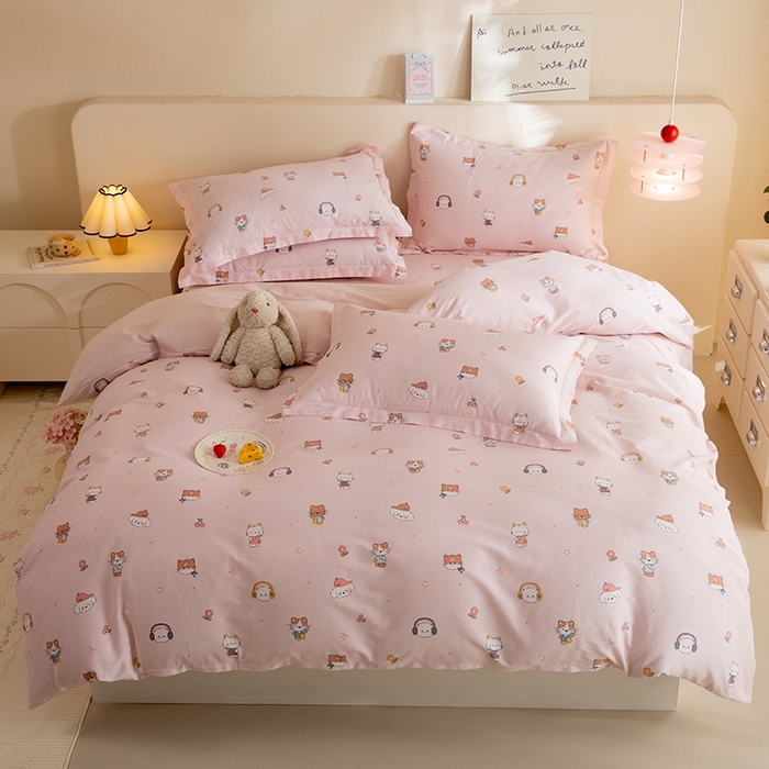 八十八家纺 2025新款全棉12868床单款四件套 趣猫