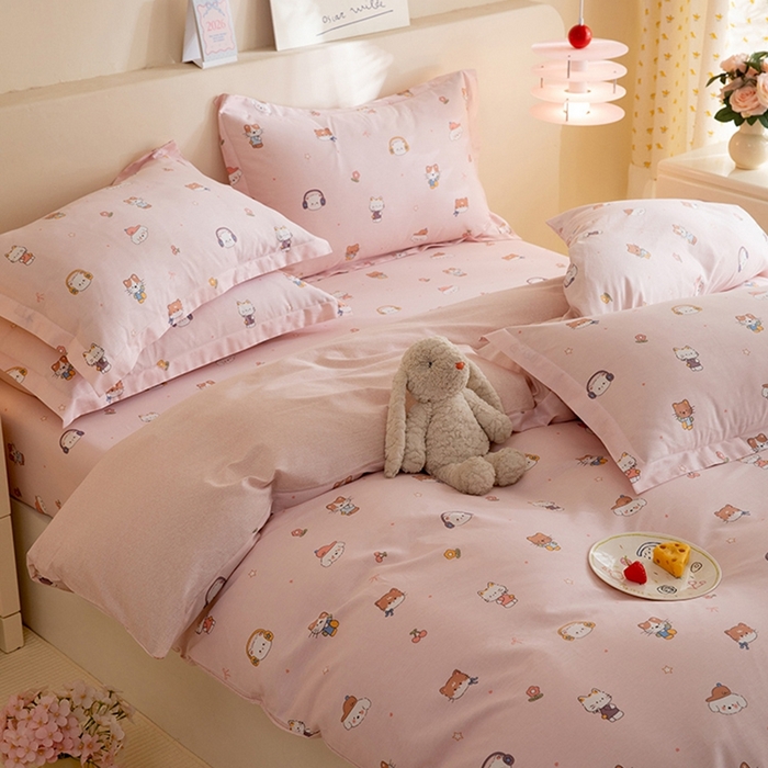 91家纺网 家纺一手货源 找家纺 八十八家纺 2025新款全棉12868床单款四件套 趣猫