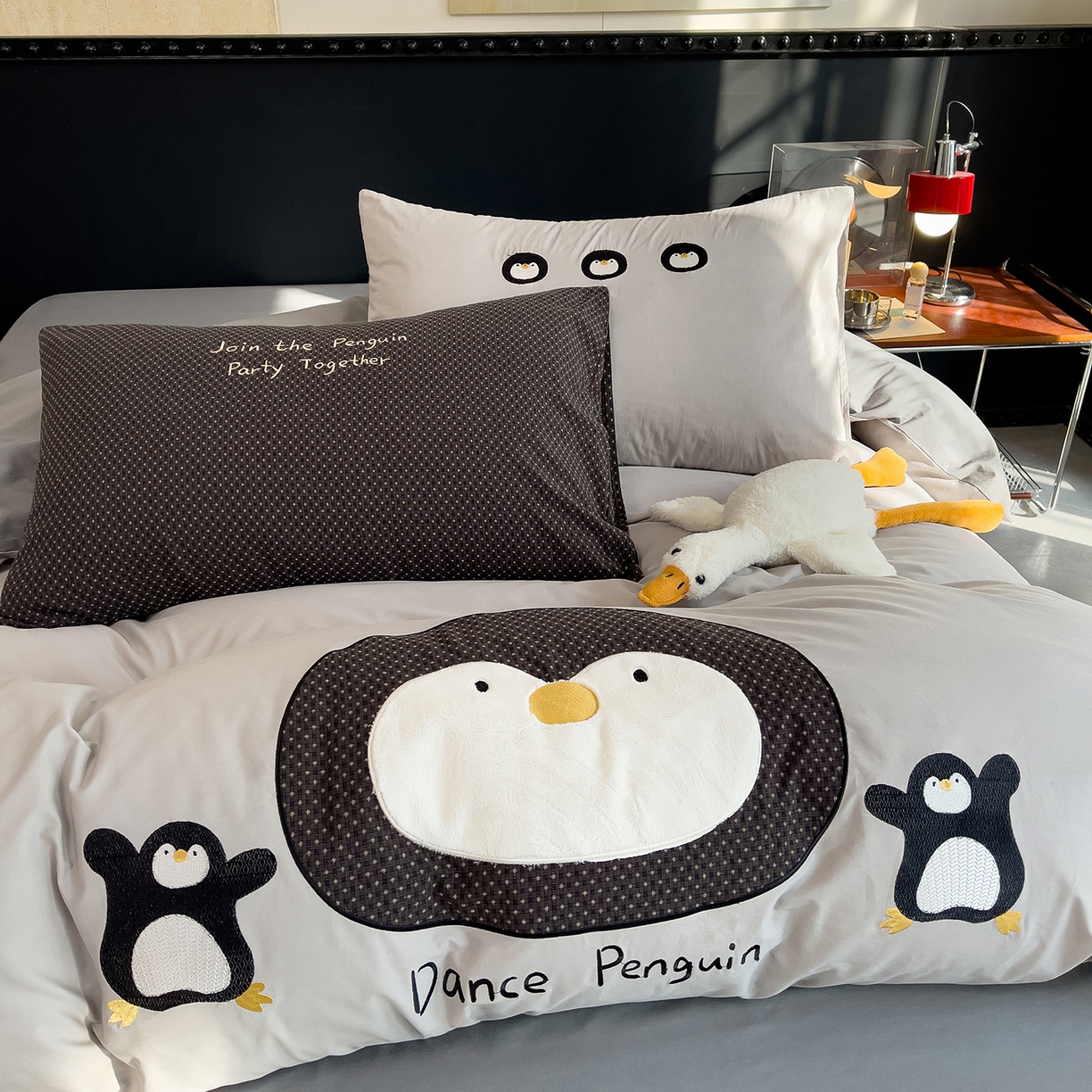 炫拼家纺 2026春夏新款A类全棉纯棉40支水洗棉卡通贴布绣刺绣纯棉四件套-卡哇系列 卡哇一爵士