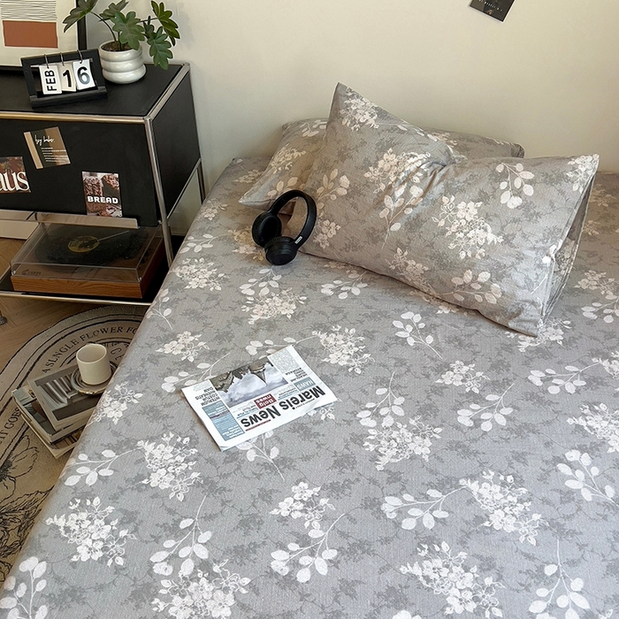 91家纺网 家纺一手货源 找家纺 爱彼家纺 2026新款复古原麻单床笠 床笠单件 复古原麻-淡紫微光