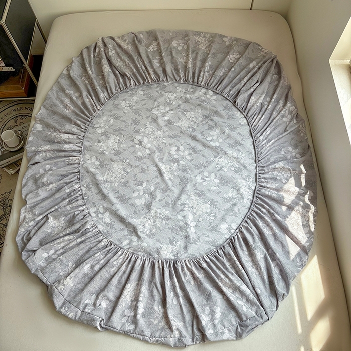 91家纺网 家纺一手货源 找家纺 爱彼家纺 2026新款复古原麻单床笠 床笠单件 复古原麻-淡紫微光