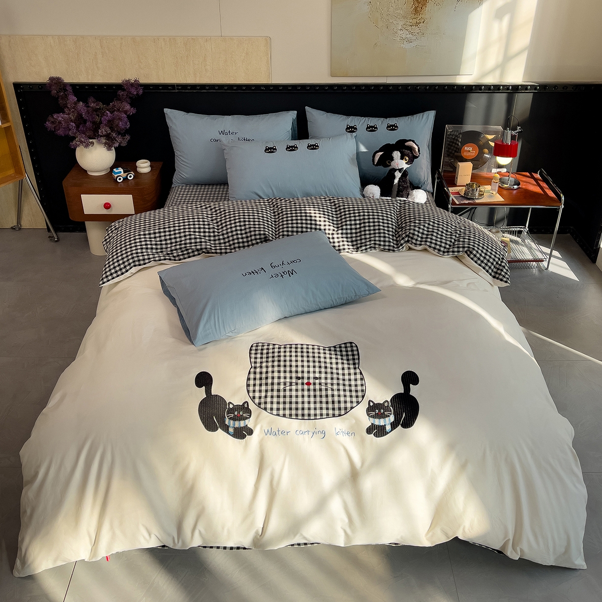 91家纺网 家纺一手货源 找家纺 炫拼家纺 2026春夏新款A类全棉纯棉40支水洗棉卡通贴布绣刺绣纯棉四件套-卡哇系列 卡哇一悠咪