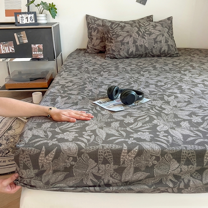 91家纺网 家纺一手货源 找家纺 爱彼家纺 2026新款复古原麻单床笠 床笠单件 复古原麻-墨然生香