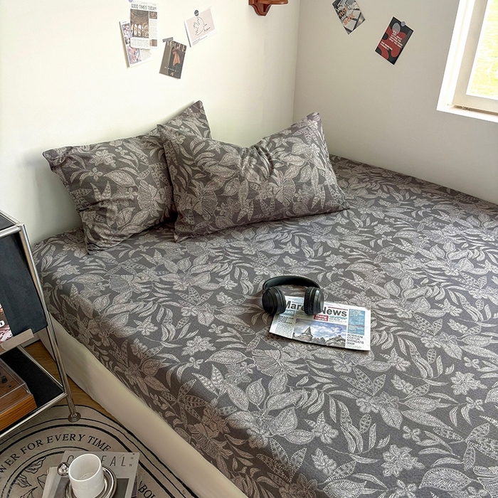 91家纺网 家纺一手货源 找家纺 爱彼家纺 2026新款复古原麻单床笠 床笠单件 复古原麻-墨然生香