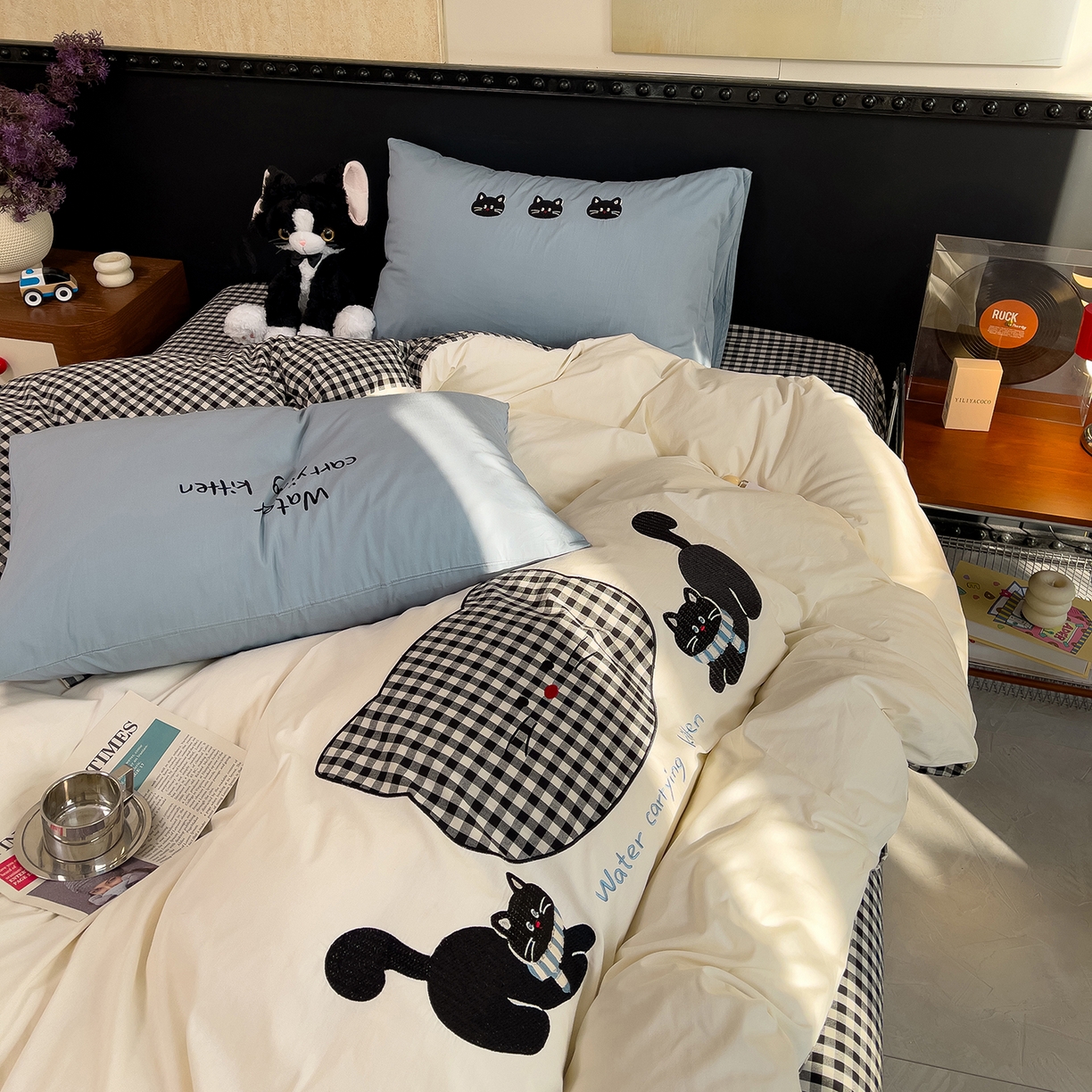 91家纺网 家纺一手货源 找家纺 炫拼家纺 2026春夏新款A类全棉纯棉40支水洗棉卡通贴布绣刺绣纯棉四件套-卡哇系列 卡哇一悠咪