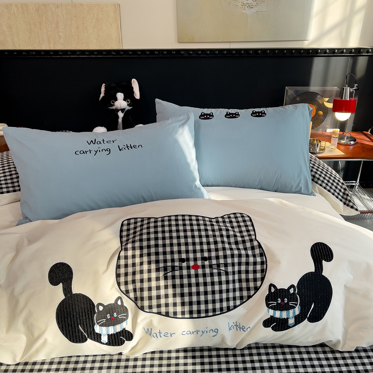 91家纺网 家纺一手货源 找家纺 炫拼家纺 2026春夏新款A类全棉纯棉40支水洗棉卡通贴布绣刺绣纯棉四件套-卡哇系列 卡哇一悠咪