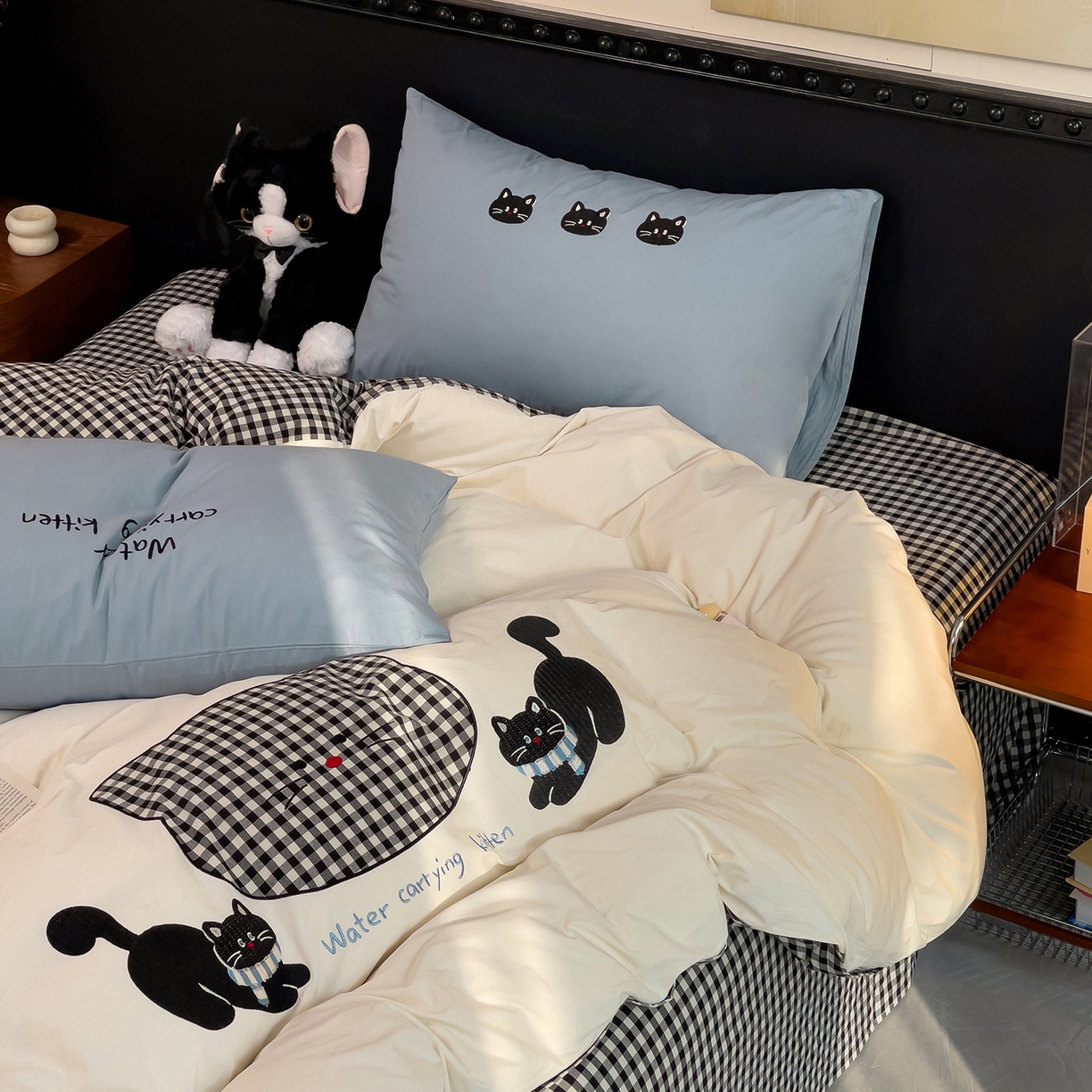 91家纺网 家纺一手货源 找家纺 炫拼家纺 2026春夏新款A类全棉纯棉40支水洗棉卡通贴布绣刺绣纯棉四件套-卡哇系列 卡哇一悠咪