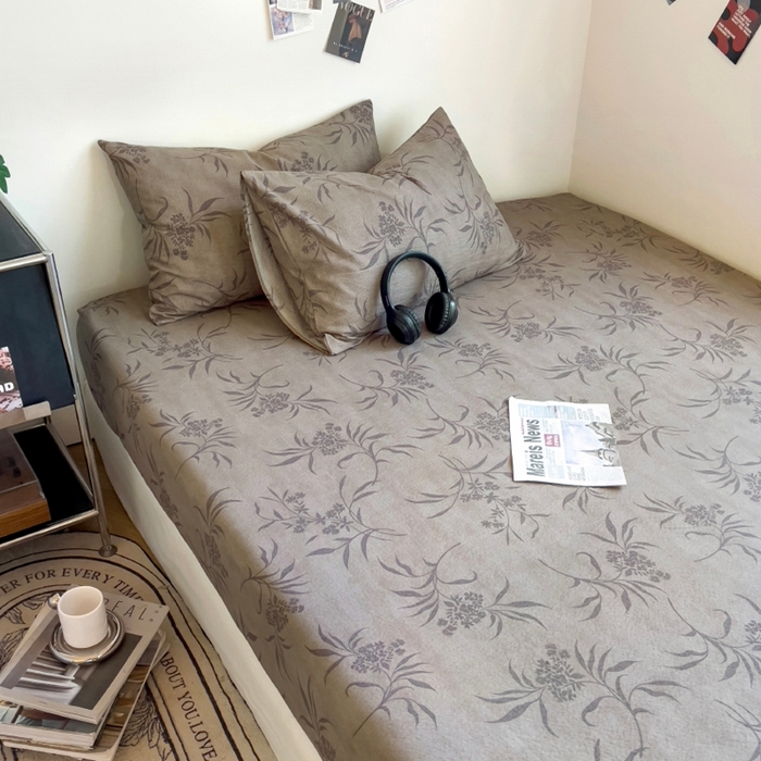 91家纺网 家纺一手货源 找家纺 爱彼家纺 2026新款复古原麻单床笠 床笠单件 复古原麻-木槿咖