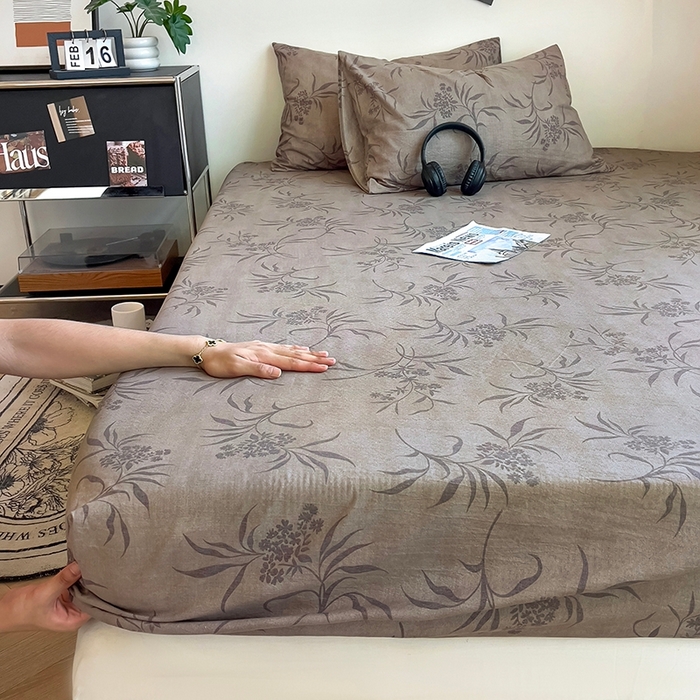 91家纺网 家纺一手货源 找家纺 爱彼家纺 2026新款复古原麻单床笠 床笠单件 复古原麻-木槿咖