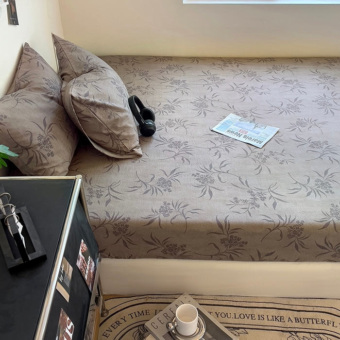 91家纺网 家纺一手货源 找家纺 爱彼家纺 2026新款复古原麻单床笠 床笠单件 复古原麻-木槿咖