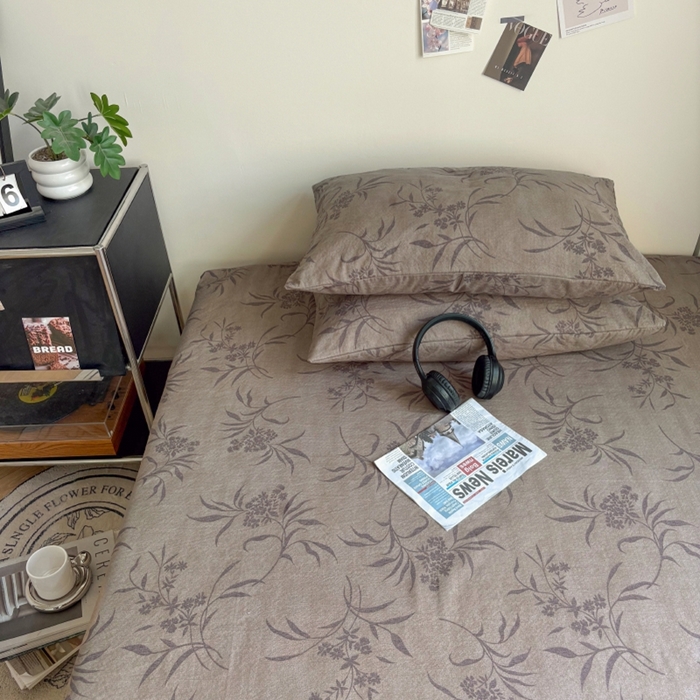 91家纺网 家纺一手货源 找家纺 爱彼家纺 2026新款复古原麻单床笠 床笠单件 复古原麻-木槿咖