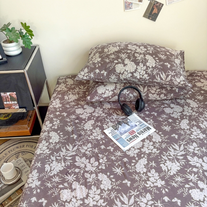 91家纺网 家纺一手货源 找家纺 爱彼家纺 2026新款复古原麻单床笠 床笠单件 复古原麻-山野春花