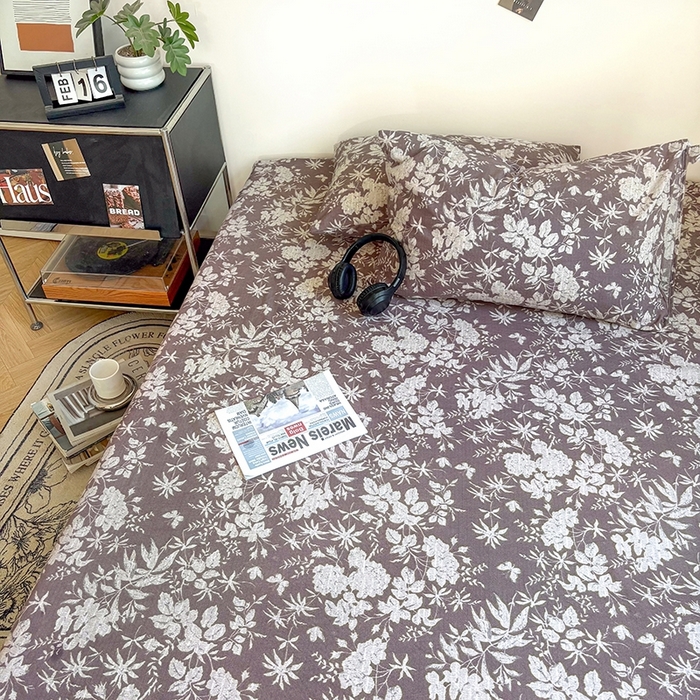 91家纺网 家纺一手货源 找家纺 爱彼家纺 2026新款复古原麻单床笠 床笠单件 复古原麻-山野春花