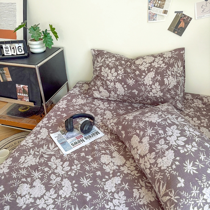 91家纺网 家纺一手货源 找家纺 爱彼家纺 2026新款复古原麻单床笠 床笠单件 复古原麻-山野春花