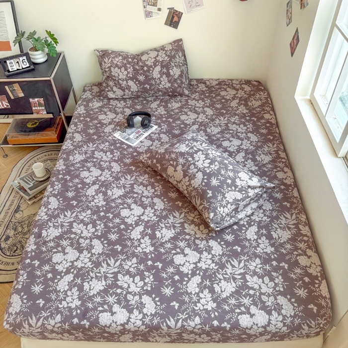 91家纺网 家纺一手货源 找家纺 爱彼家纺 2026新款复古原麻单床笠 床笠单件 复古原麻-山野春花