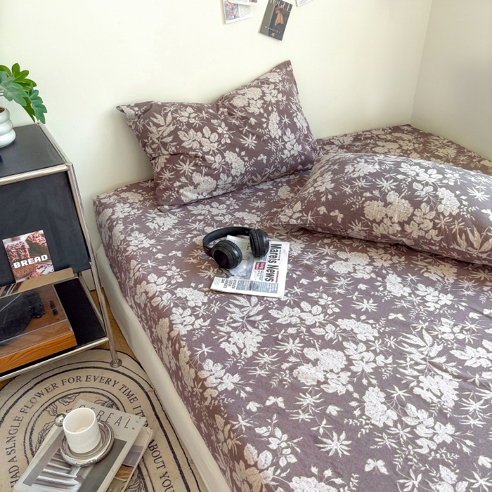 91家纺网 家纺一手货源 找家纺 爱彼家纺 2026新款复古原麻单床笠 床笠单件 复古原麻-山野春花