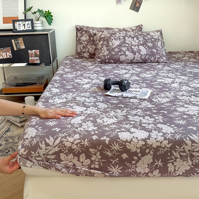 91家纺网 家纺一手货源 找家纺 爱彼家纺 2026新款复古原麻单床笠 床笠单件 复古原麻-山野春花