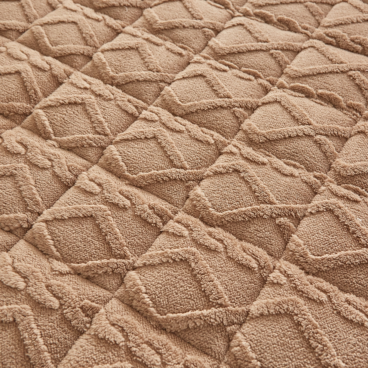 91家纺网 家纺一手货源 找家纺 月茶家纺 2025新款A类塔芙绒保暖夹棉床垫-成人款（全网最低） 焦糖咖