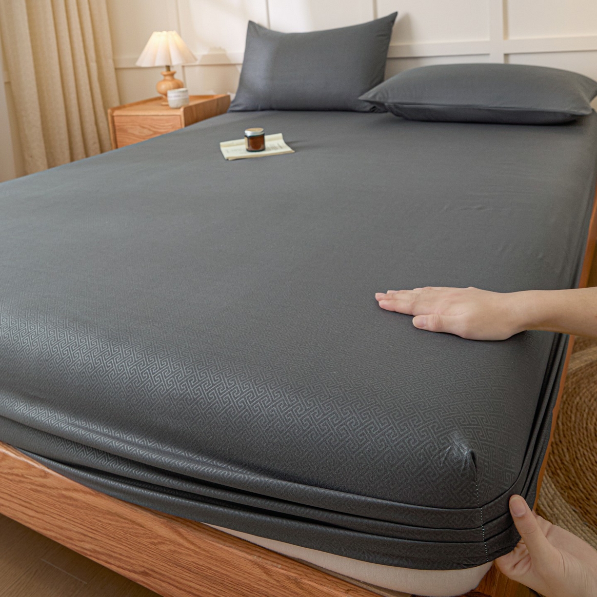 91家纺网 家纺一手货源 找家纺 衿成家纺 2026新款磨毛压光工艺单品床笠-YG系列 YG-深灰