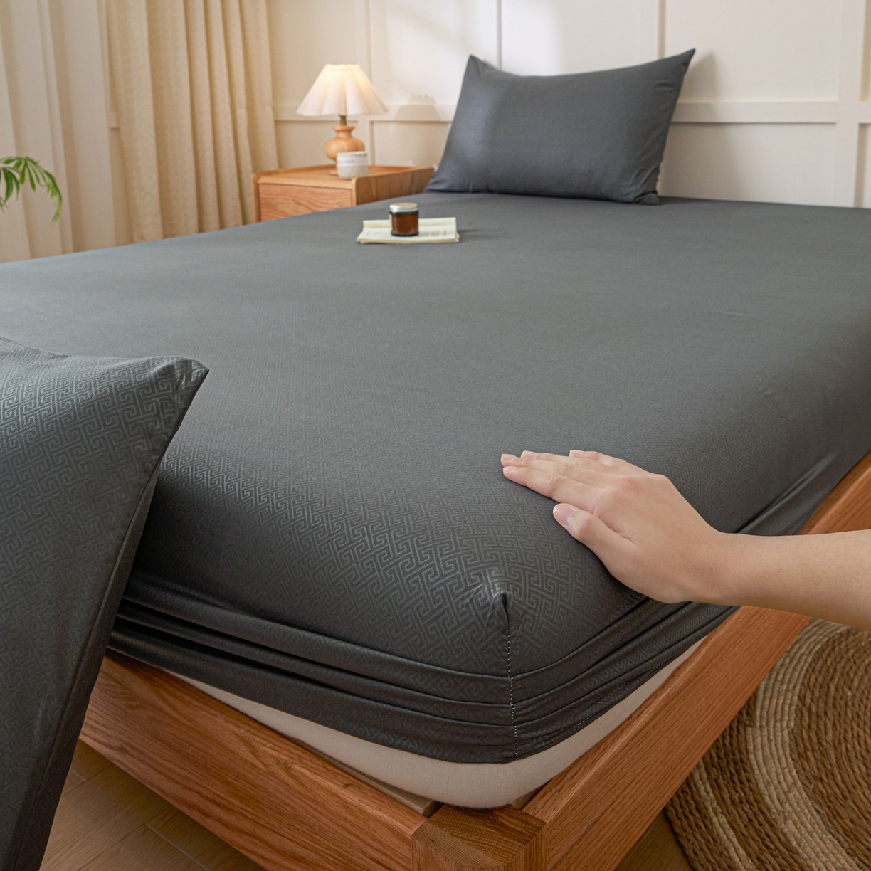 91家纺网 家纺一手货源 找家纺 衿成家纺 2026新款磨毛压光工艺单品床笠-YG系列 YG-深灰