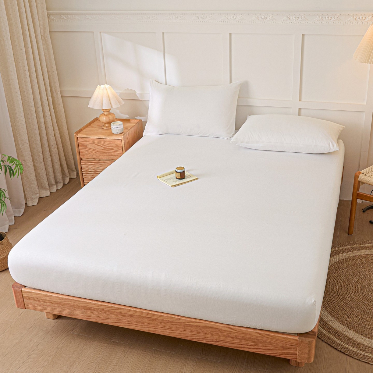 91家纺网 家纺一手货源 找家纺 衿成家纺 2026新款磨毛压光工艺单品床笠-YG系列 YG-白色