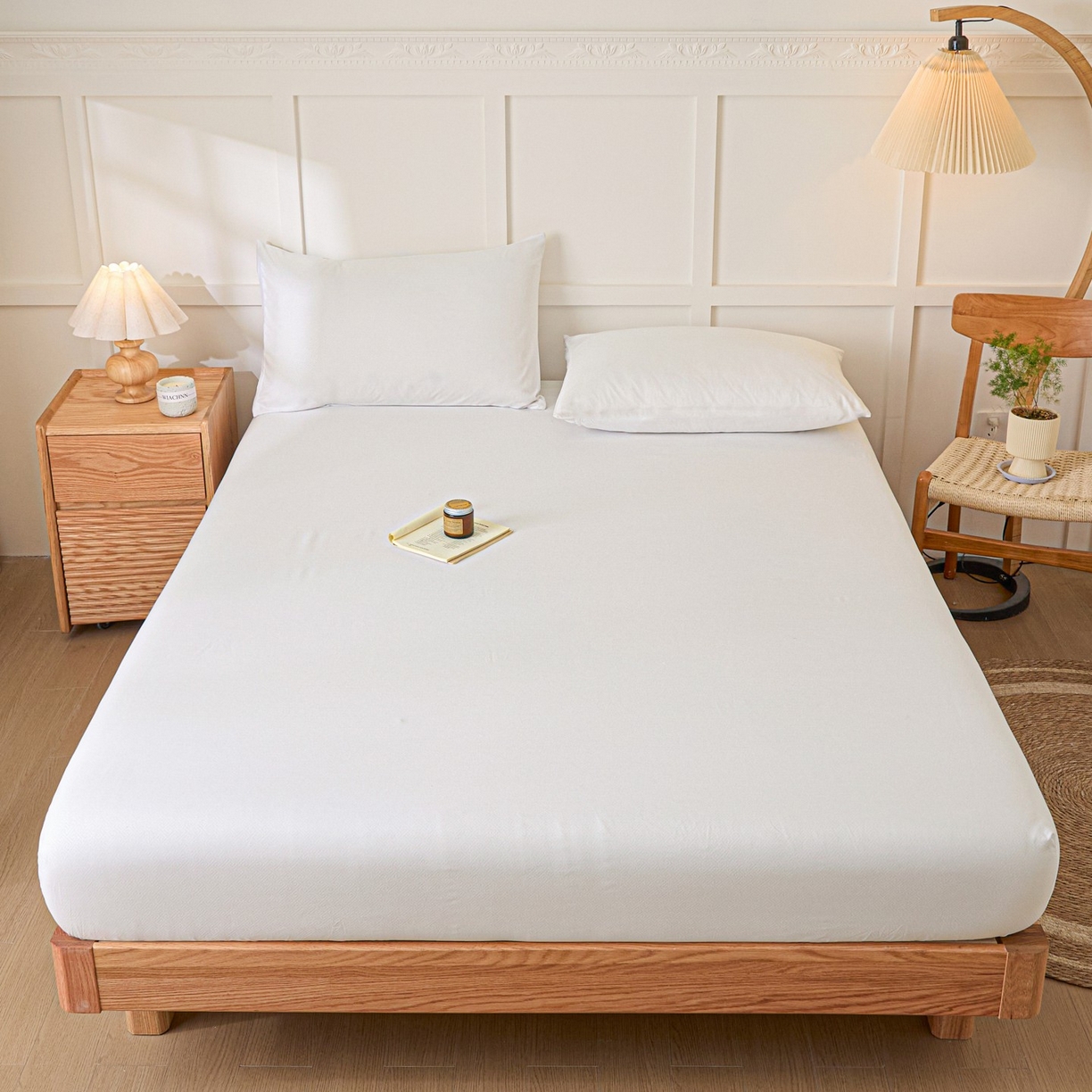 91家纺网 家纺一手货源 找家纺 衿成家纺 2026新款磨毛压光工艺单品床笠-YG系列 YG-白色