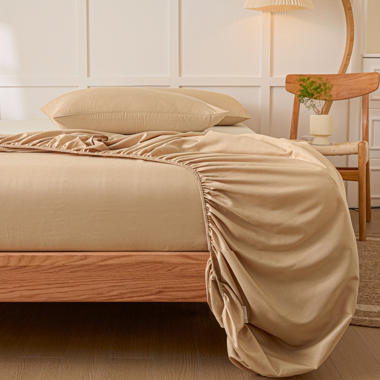 91家纺网 家纺一手货源 找家纺 衿成家纺 2026新款磨毛压光工艺单品床笠-YG系列 YG-卡其