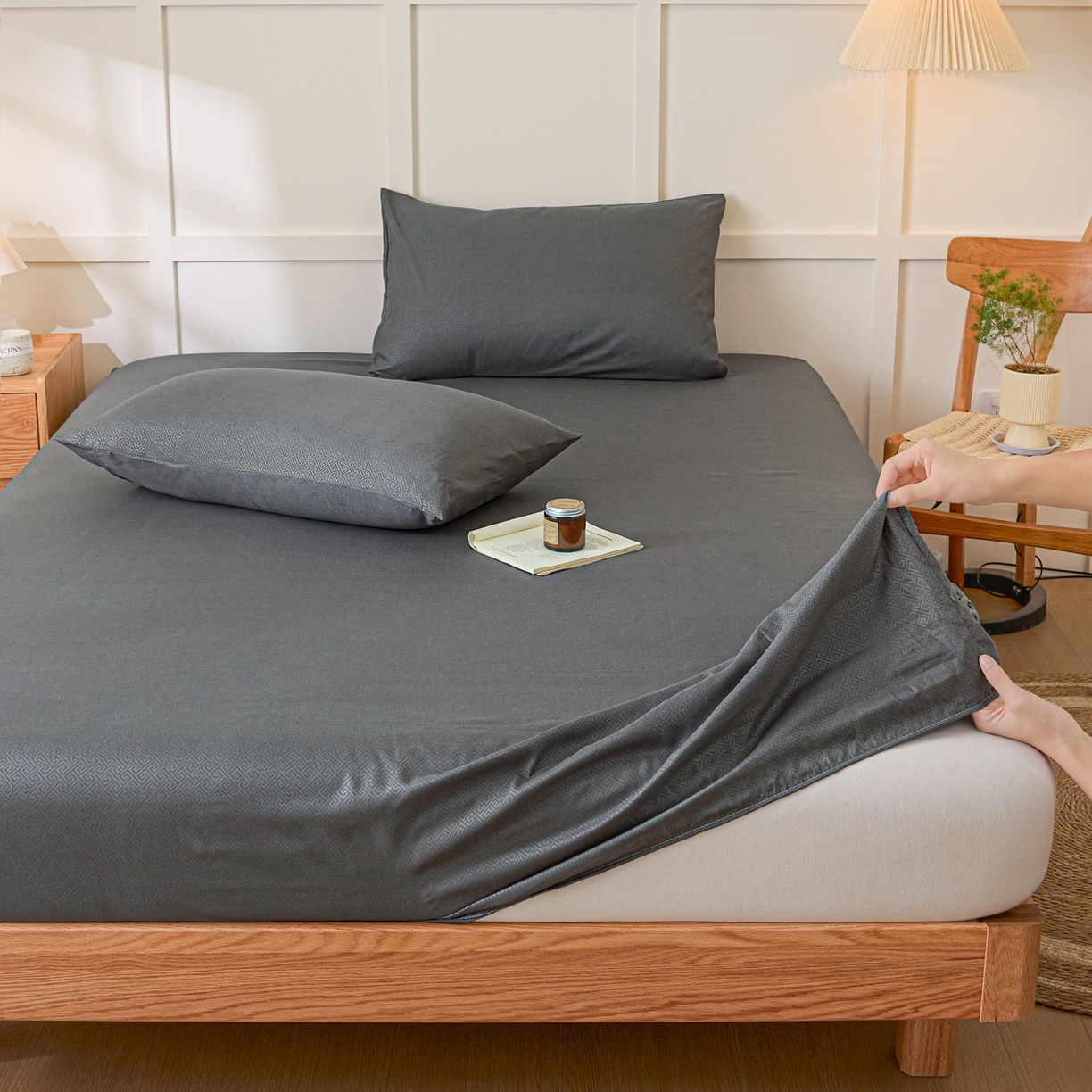 91家纺网 家纺一手货源 找家纺 衿成家纺 2026新款磨毛压光工艺单品床笠-YG系列 YG-深灰