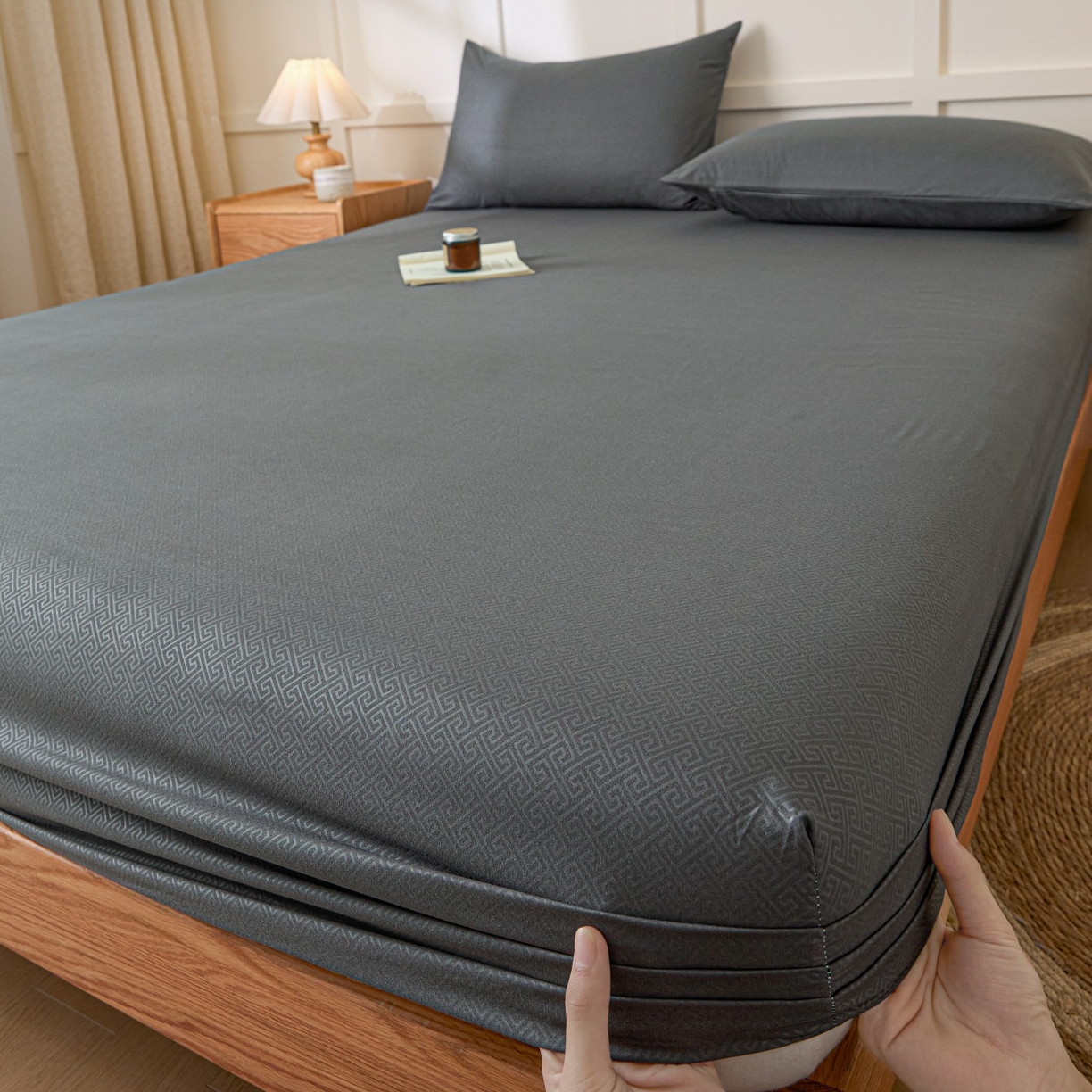 91家纺网 家纺一手货源 找家纺 衿成家纺 2026新款磨毛压光工艺单品床笠-YG系列 YG-深灰