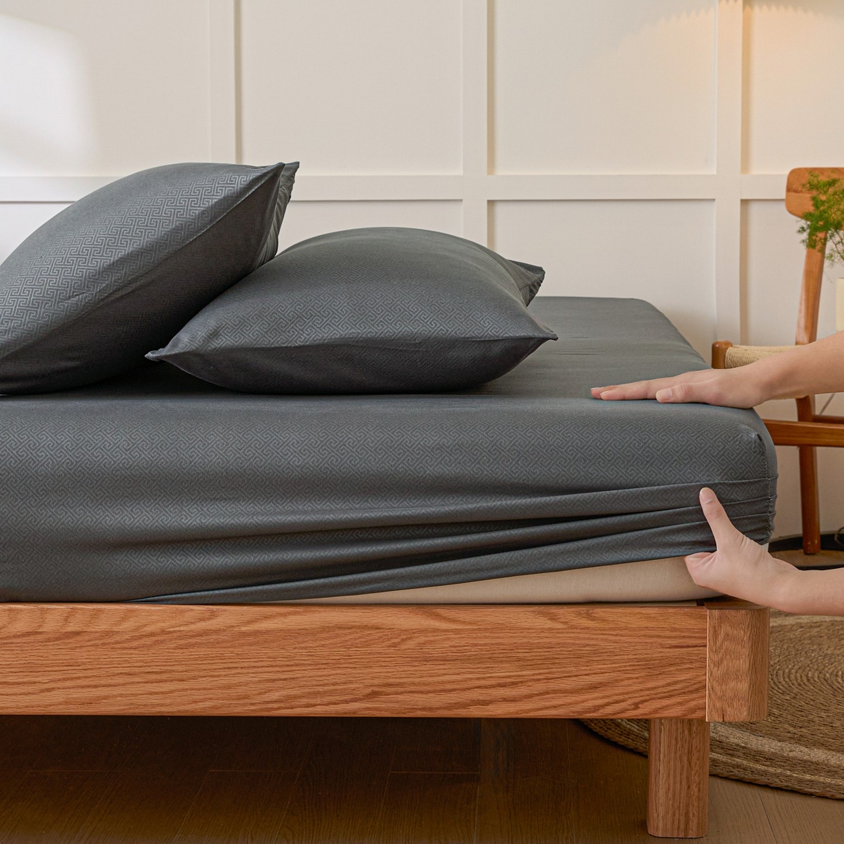 91家纺网 家纺一手货源 找家纺 衿成家纺 2026新款磨毛压光工艺单品床笠-YG系列 YG-深灰