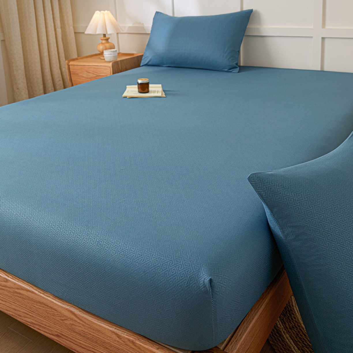 91家纺网 家纺一手货源 找家纺 衿成家纺 2026新款磨毛压光工艺单品床笠-YG系列 YG-牛仔蓝