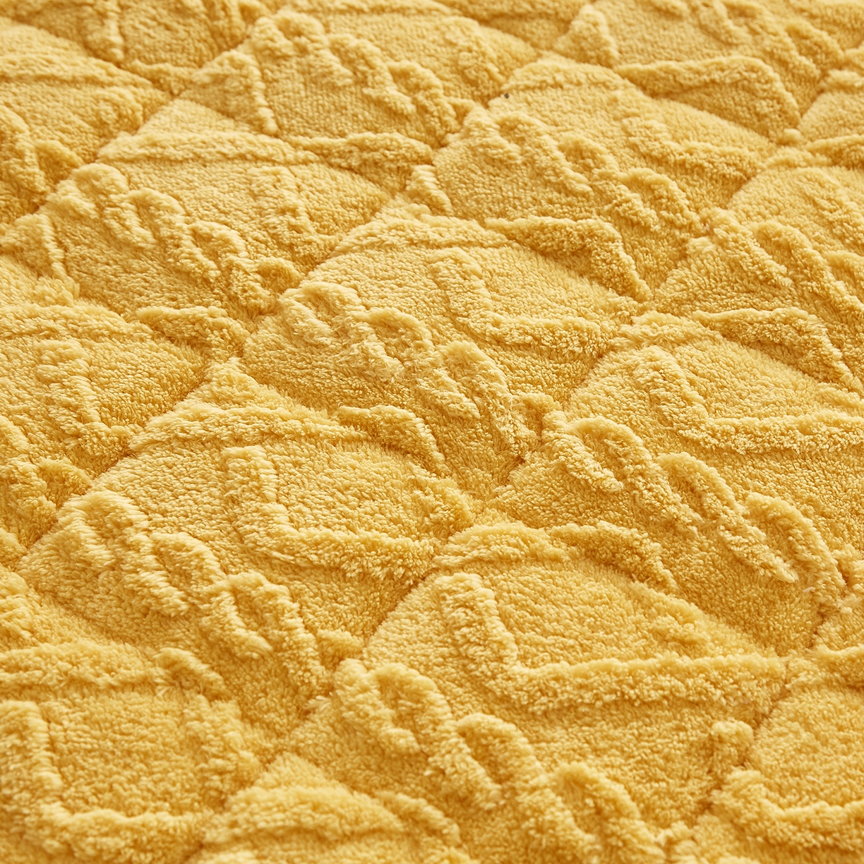 91家纺网 家纺一手货源 找家纺 月茶家纺 2025新款A类塔芙绒保暖夹棉床垫-成人款（全网最低） 柠檬黄